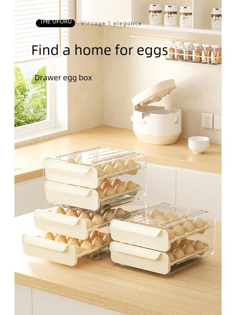 Transparent Egg Storage Box with 32 Compartments, Stackable and Durable for Kitchen and Refrigerator.