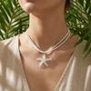Multilayer Creative White Blue Starfish Pendant Necklace For Women Fashion Large Starfish Neck Short Choker Beach Party Jewelry