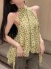 French sweet style temperament polka dot neck vest women's summer new vacation style retro sleeveless top Korean wear