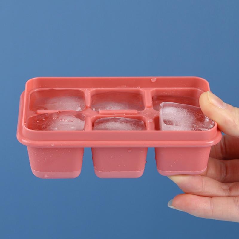Mini Ice Cube Trays with Lid DIY Summer Drink Baking Mould Square Cake Chocolate 6 Cavity Easy Release Flexible Home