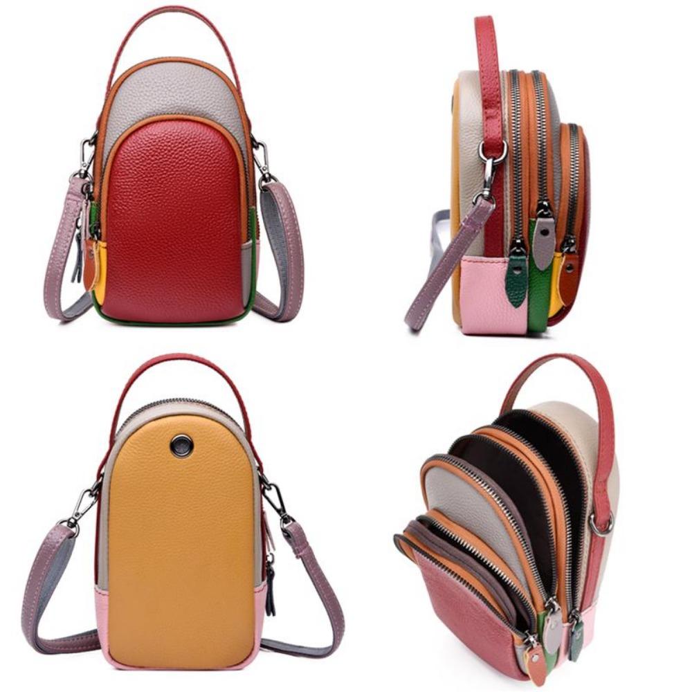 Damen Handtasche Farbe Echtes Leder Umhängetasche Mode Luxus Weibliche Umhängetasche Designer Mini Handytaschen und Geldbörsen