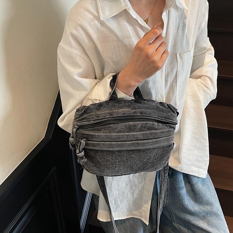 Bolso de Hombro de Mezclilla para Mujer Bolso Cruzado de Color Sólido Bolso para Teléfono Móvil