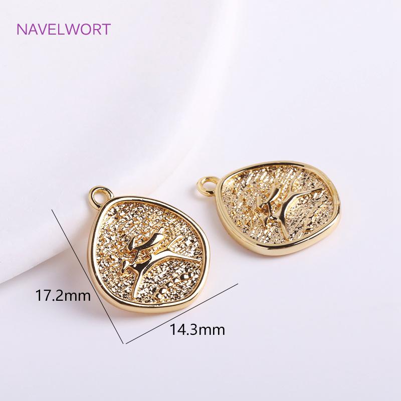 Trendy 14K Gold Plated Irregular Rose Charms High Quality Brass Metal Coin Pendants DIY Jewelry Materials Wholesale