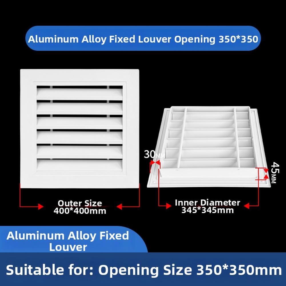Fixed Aluminum Louver Vent Grille Cover for AC Air Outlet and Animal Resistant Ventilation 300x300mm 350x350mm
