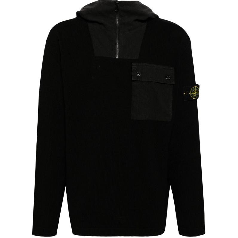 

Stone Island Logo Hooded Sweater Men sweater Black 8015510D3-V0029 M