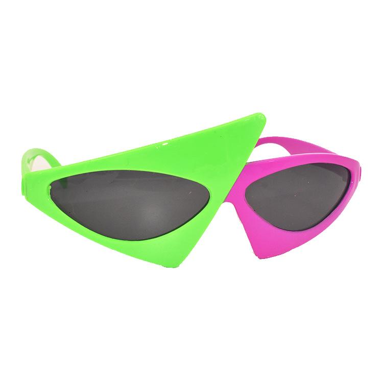 Roy Purdy Style Party Glasses - Hip Hop Pink & Green Triangle Sunglasses for Festivals