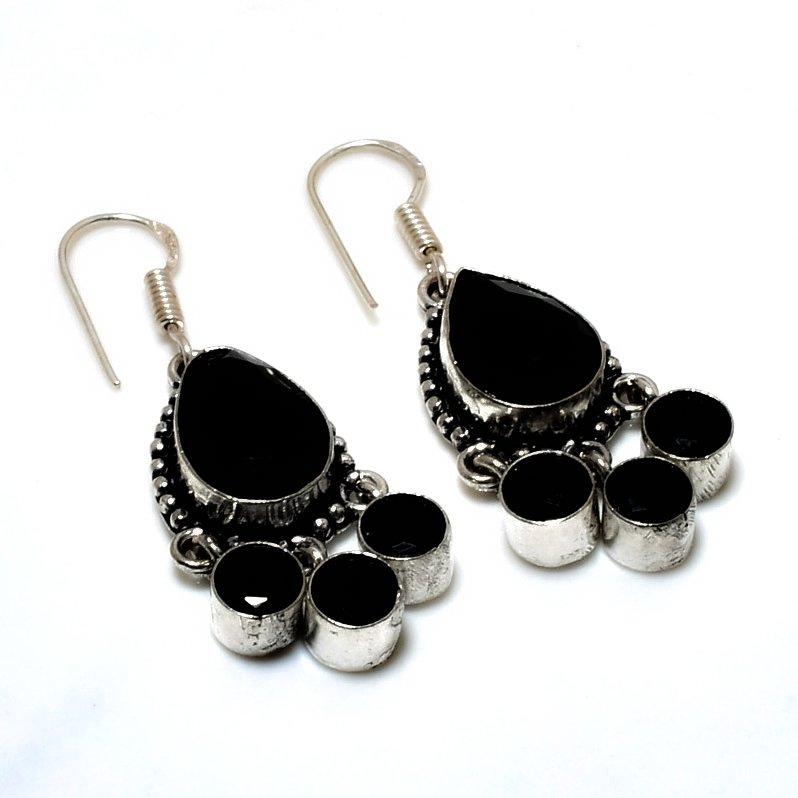 

Ювелирные серьги ручной работы с черной шпинелью 925 пробы, посеребренные, 1,89 дюйма