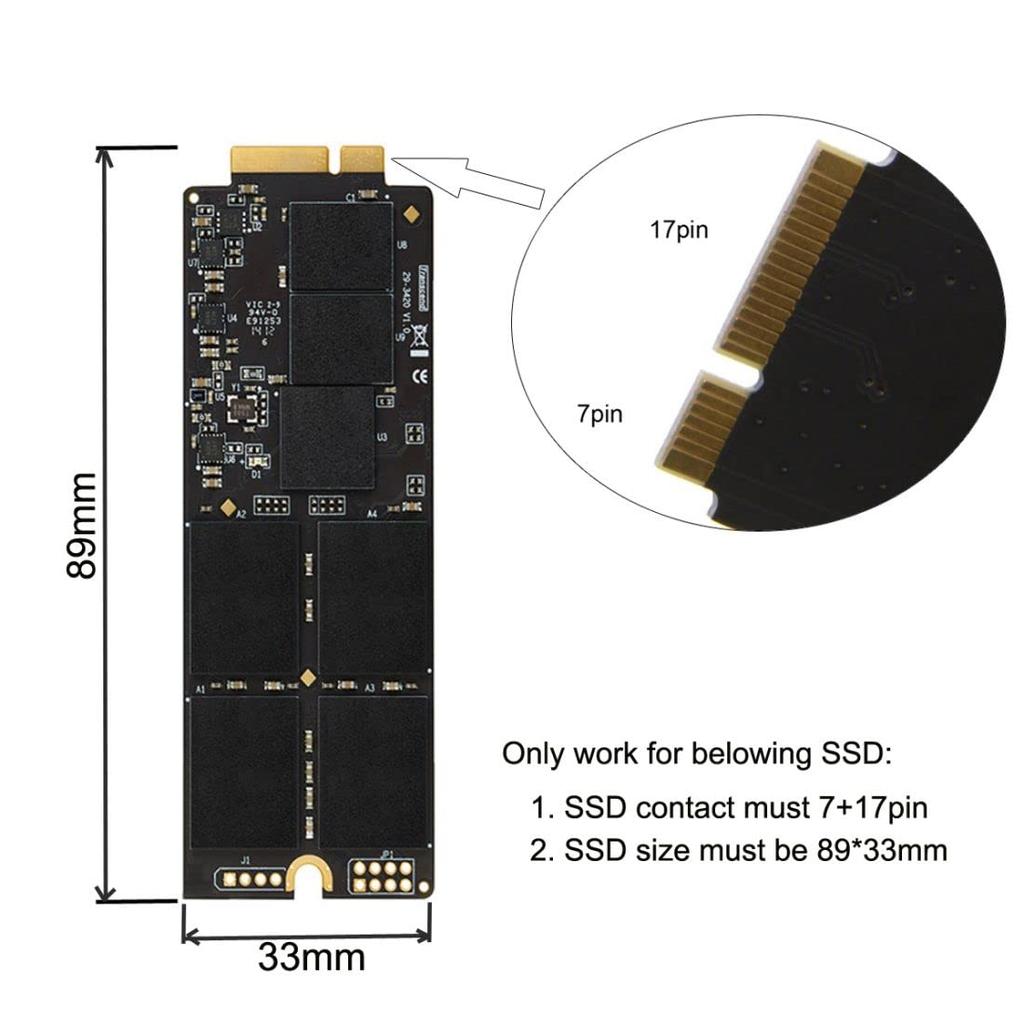 Chenyang Pin MAC SSD To SATA Hard Disk Drive Enclosure Adapter for 2012 Retina Pro iMac SSD 17+7 2.5-inch