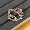 Kitten Head Brooch Shiny with Drill Kt Cat Sanrio Metal Badge Clothes Bag Pin