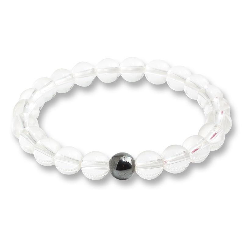 Creative Pink Crystal & Black Agate Single Strand Bracelet Gift Set