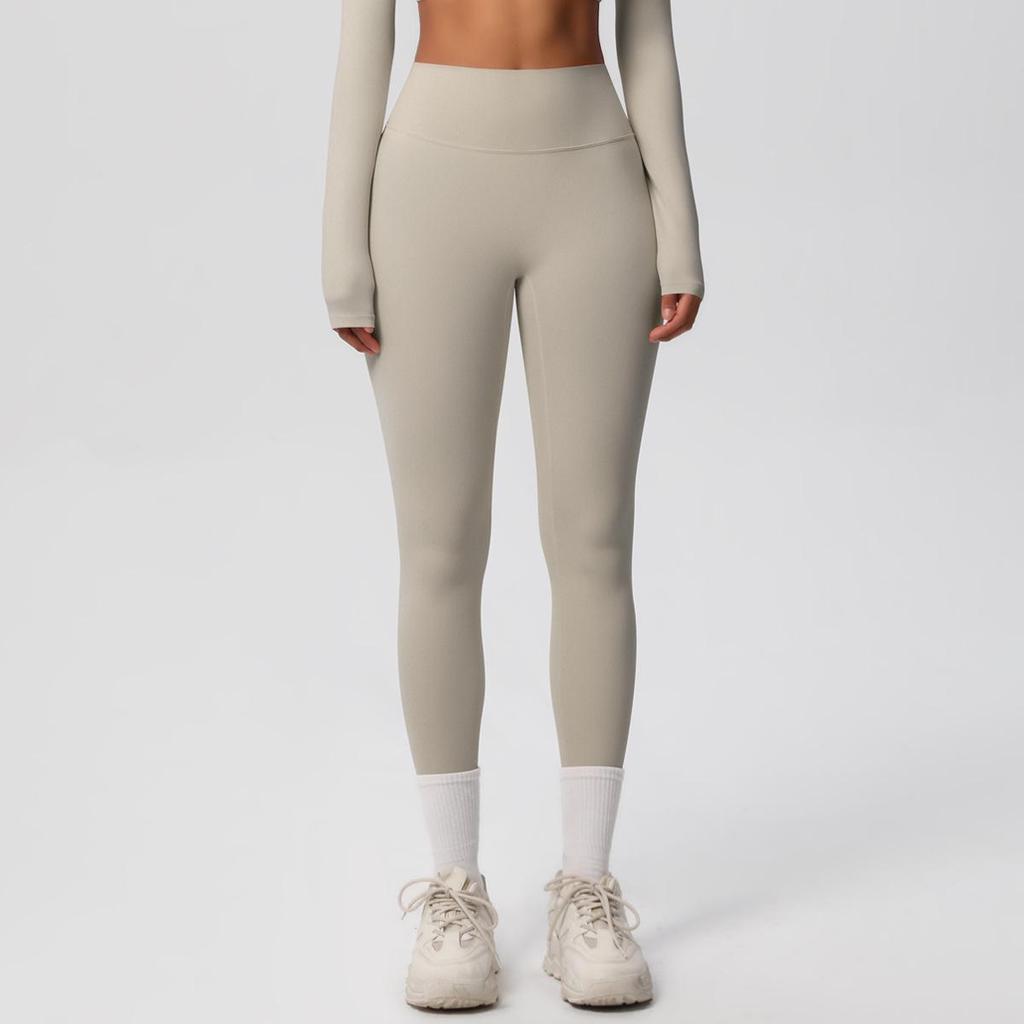 High-Waist Quick-Dry Double-Sided Brushed Yoga Pants for Running and Fitness Moisture-Wicking Athletic Tights