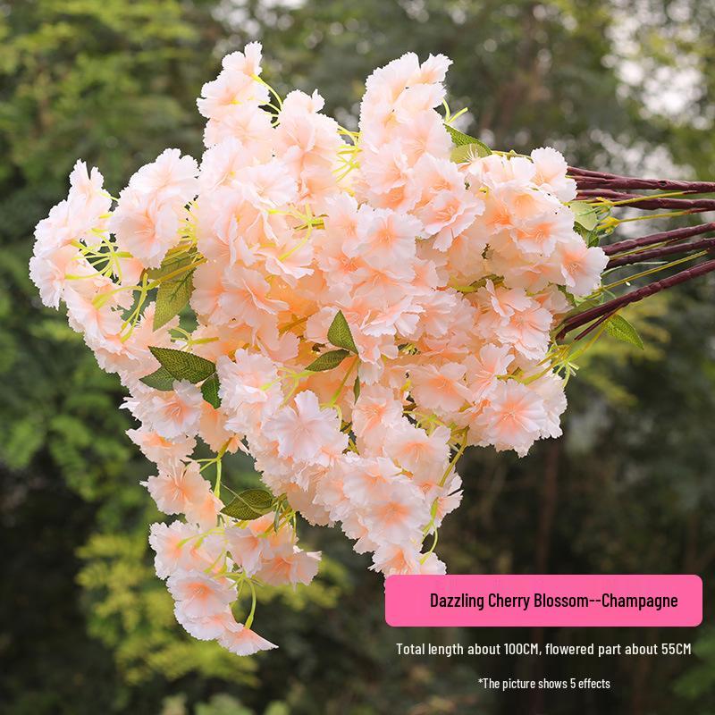 Silk Cherry Blossom Branch Artificial Vine: Floral Decoration for Weddings and Indoor Spaces