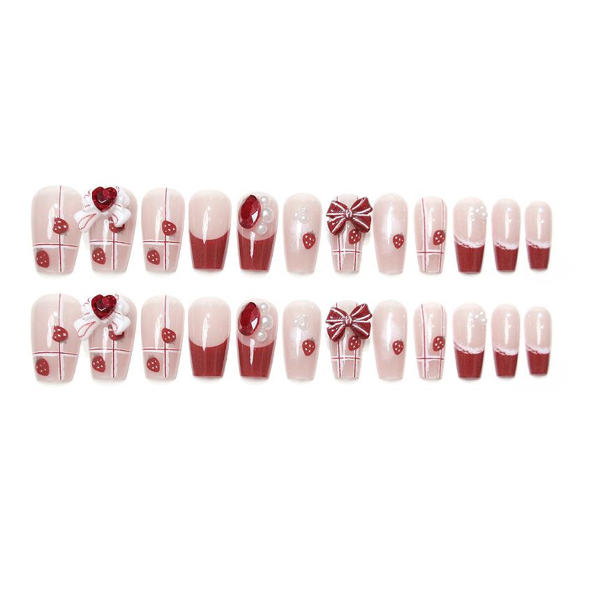 Unghii Medii Coffin Presate cu Designuri cu Strasuri Reutilizabile Acoperire Completă Adeziv pe Unghii False Presate Unghii Artificiale False Unghii Autocolante pentru Femei