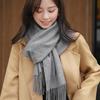 Versatile High-End Imitation Cashmere Scarf - Solid Red, Unisex, Korean Style, for Autumn/Winter