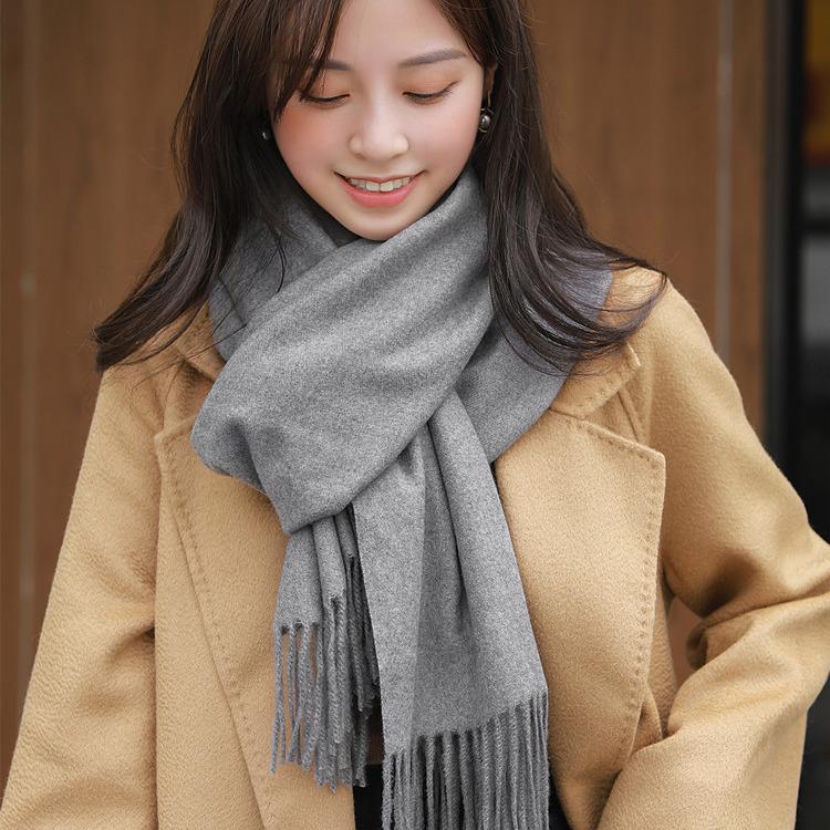 Versatile High-End Imitation Cashmere Scarf - Solid Red, Unisex, Korean Style, for Autumn/Winter