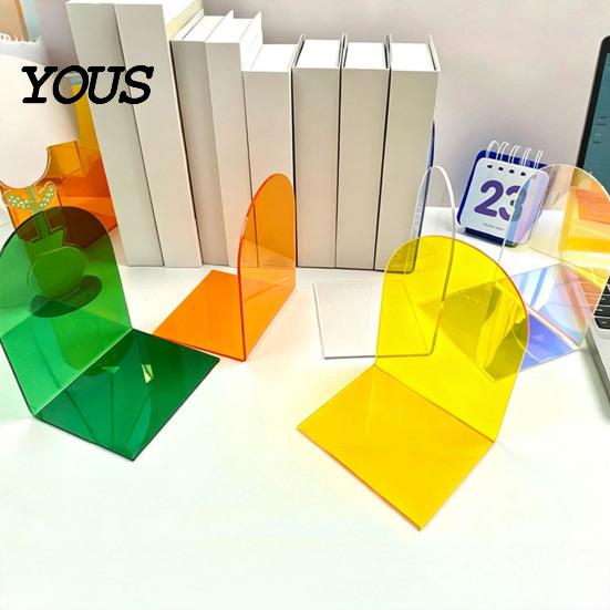 Durable Shelf Decor for Magazines 1 Pair Acrylic Bookends, Clear Book Ends Holders Shelves, Decorative Arch Organizing Tools Workstations Stopper,