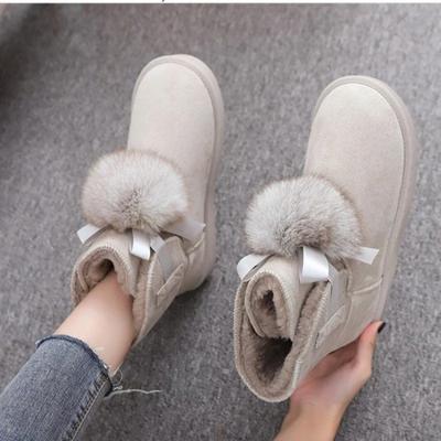 High Quality Women Natural Real Fox Fur Snow Boots Genuine Leather Fashion Women Boots Warm Female Winter Shoes
