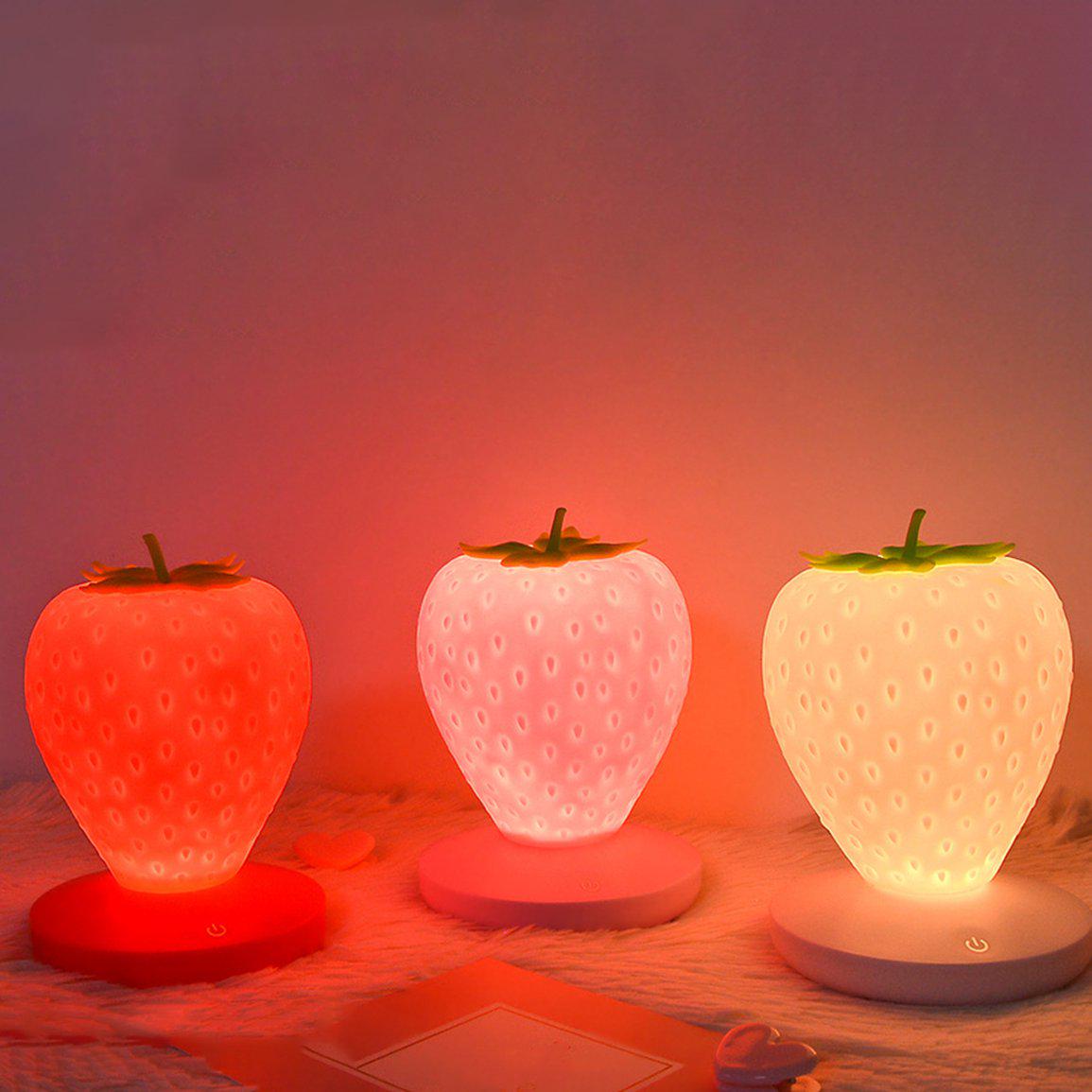 Luce Notturna Ipalmay A Forma Di Fragola – Ricaricabile USB, 2 Luminosità, Timer 15/30 Min – Per Camera Bambini, Neonati, Regalo - 2