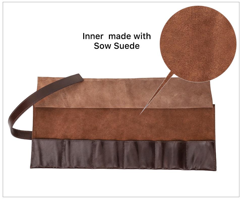 Oil Wax Cowhide Six-Watch Tie-Up Leather Travel Pouch