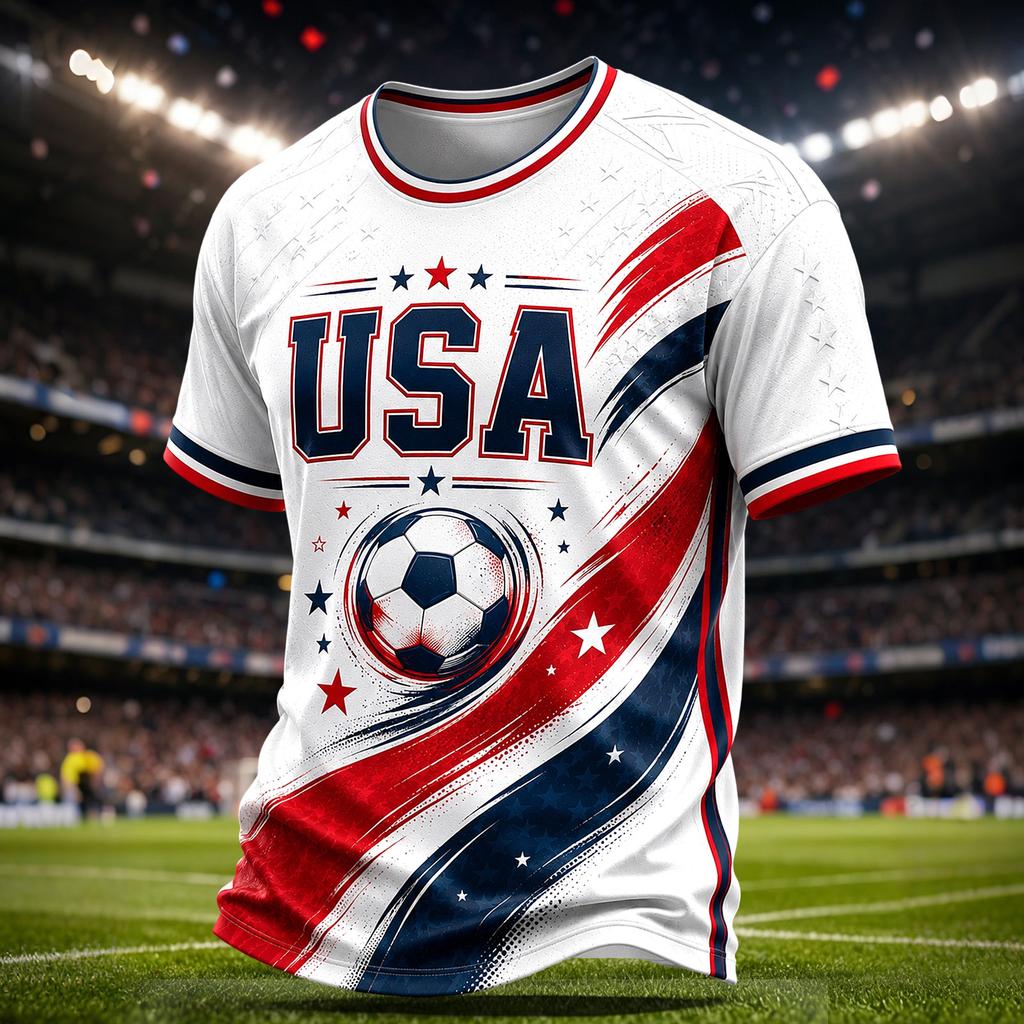 Boys and Girls Loose Fit Casual Soccer Print T-Shirt for Everyday Wear