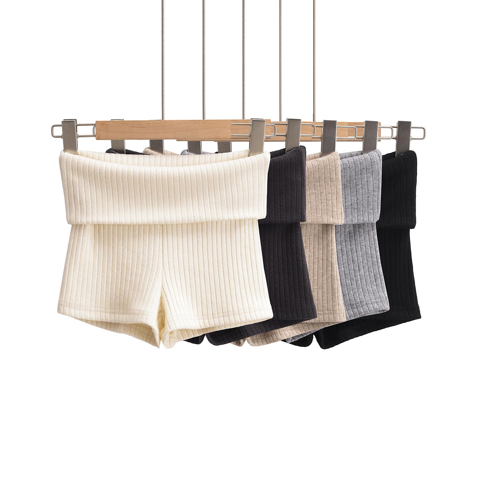 

Spicy Girl Low-Rise Knitted Ribbed Slimming Shorts - Sexy Double-Layer Fold-Over Waist Hip-Hugging Hot Pants Medium деревне вугілля/сірий колір