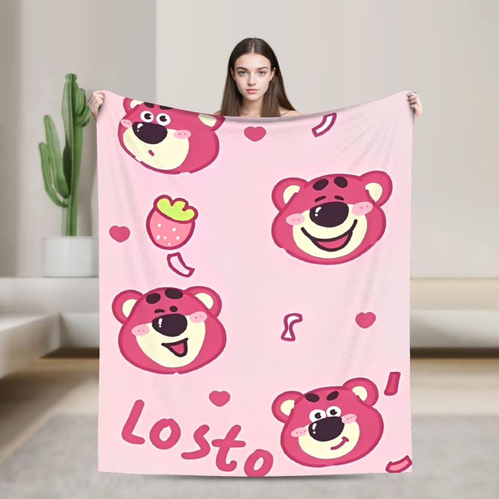 Lotso Cartoon Blanket Soft Warm Aesthetic Plush Bedding Throws For Bedroom Picnic Flannel Bedspread Bed Cover