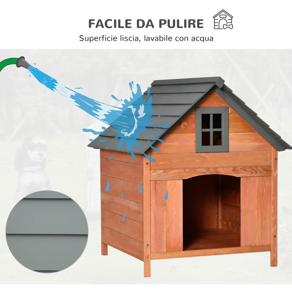 Raised Dog House for Dogs up to 15 kg, Dog Cat Kennel for Outdoor in Fir Wood, 81.3x91.5x98.5 cm