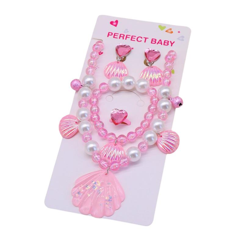 Children's Necklace Accessories, Shell Barbie Pink Cute Girls' Jewelry, Imitation Pearl Bracelet Necklace
