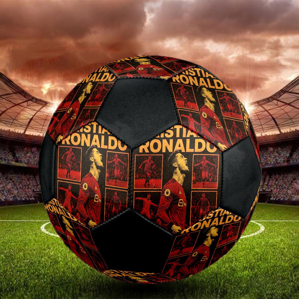 1PC  C R Greatness Size 5 Soccer Ball PrahaIndoor Soccer Ball Colorful All Ages Machine Stitched PVC Competition Ready Durable High-Bounce