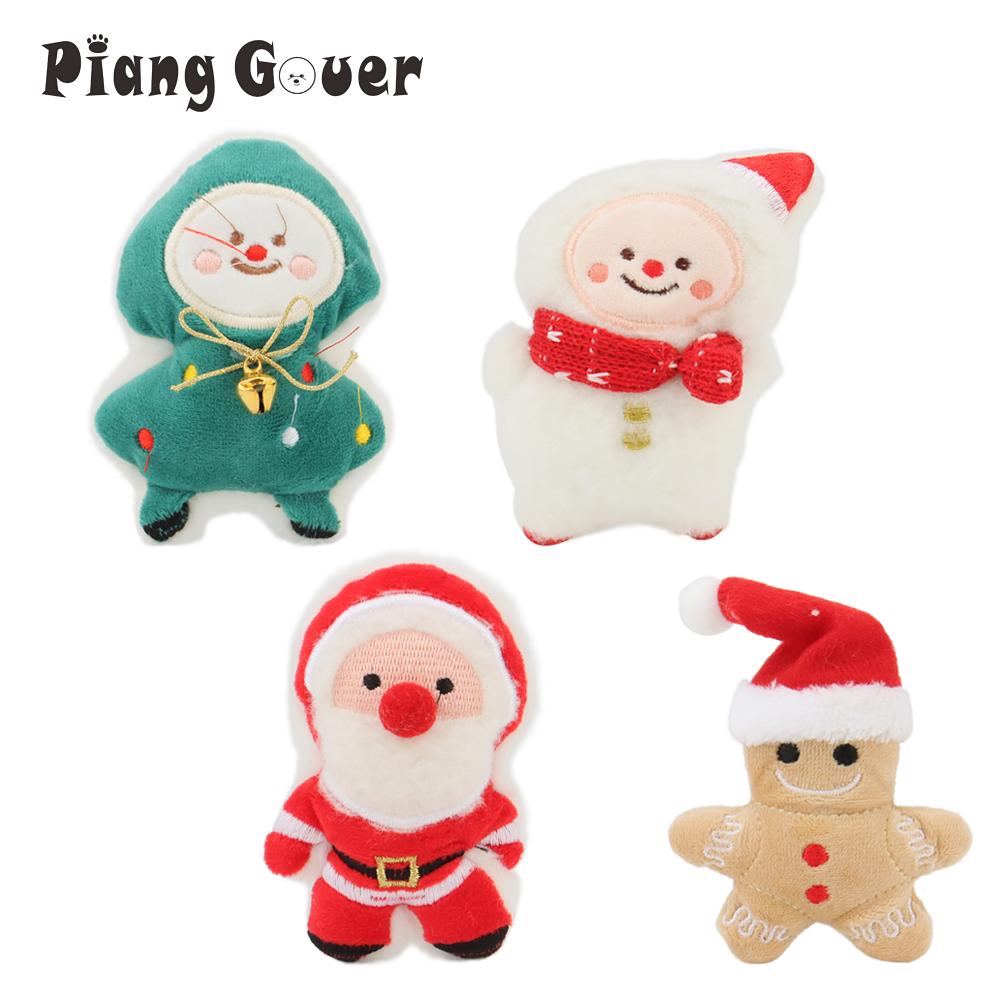 4pcs Plush Cat Toy Catnip Pet Toy For Kitten Cat Mint Christmas Gift Gingerbread Santa Claus