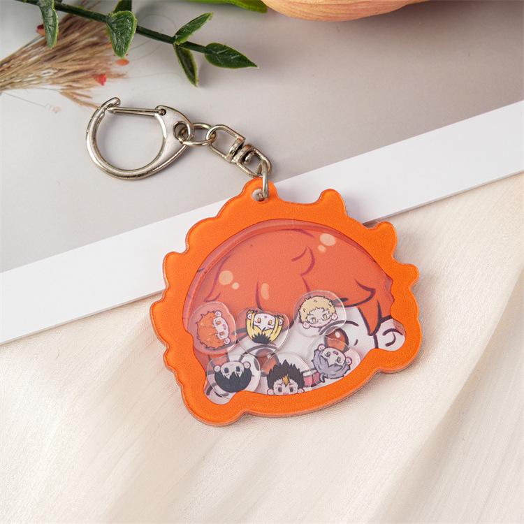 Anime Acrylic Shaker Keychain - Cute Cartoon Pendant for Backpacks & Small Gifts