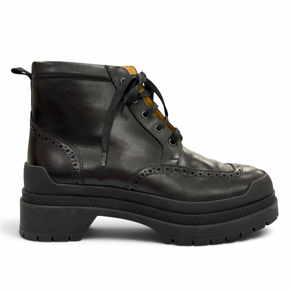 Great HERMES boots BOTTILLONS U-tip lace-up black leather mens 40 Used