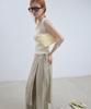 Nigaennikol Wrinkle Layered Wrap Skirt Pants_Khaki