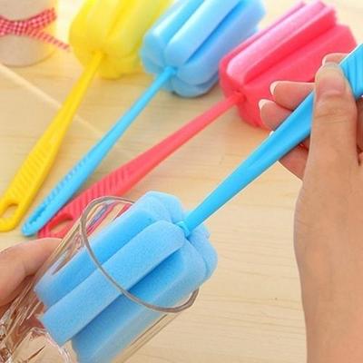 1pcs Kitchen Cleaning Sponge Brush Random Color for Wineglass Bottle Coffe Tea Glass Cup Color Random Mug Handle Brush