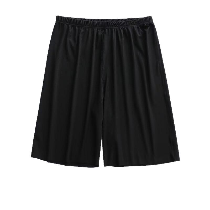 Pánské bezešvé pyžamové šortky z ledového hedvábí - Letní ležérní, Velké velikosti, Volný střih, Chladivé, Střední délka.