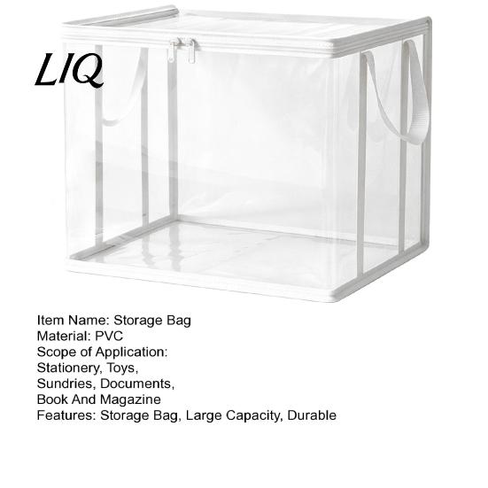 Aufbewahrungstasche für Buch Kleidungstasche, mit Deckel und Griffen, Große Kapazität Staubdicht Verdicktes Verbundmaterial Organizer, Transparenter PVC-Behälter