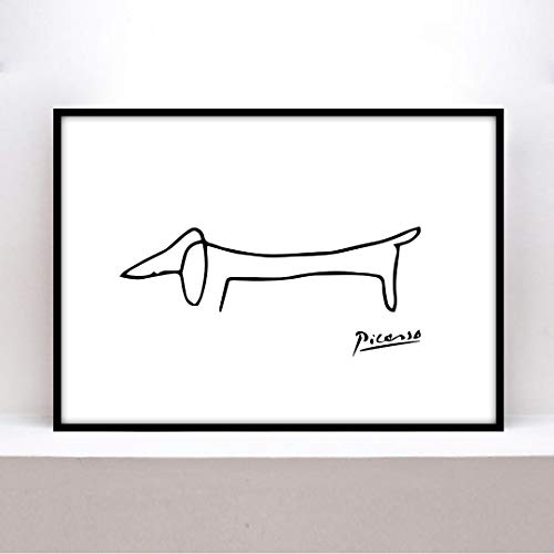 Picasso s Cute Dog Painting, A4 Size, Framed Art Poster, Poster aoipro (Black Frame (23cm x 31cm))