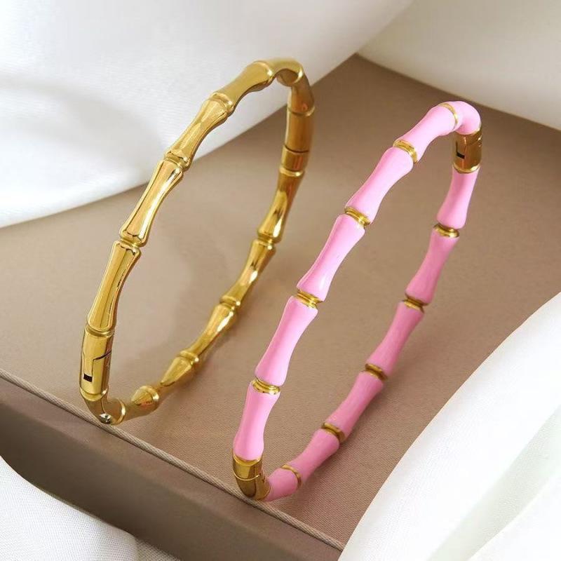 Women's Bamboo Joint Titanium Steel Oil Drip Bracelet: Simple, Durable, Fade-Resistant Stainless Steel