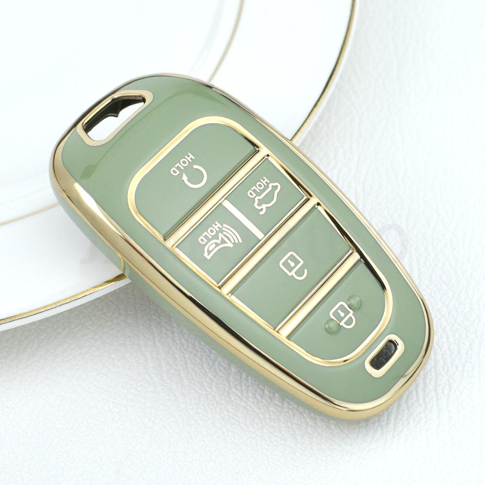 5 Buttons TPU Car Key Case For Hyundai Sonata Palisade Tucson Staria Loniq Santa Fe Nexo Key Cover Holder Protector Key Chains
