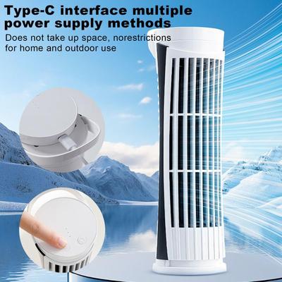 Small Bladeless Tower Fan USB Charging Blowing Device for Bedroom Living Room Desk Studio Car Kitchen Travel Garage RV