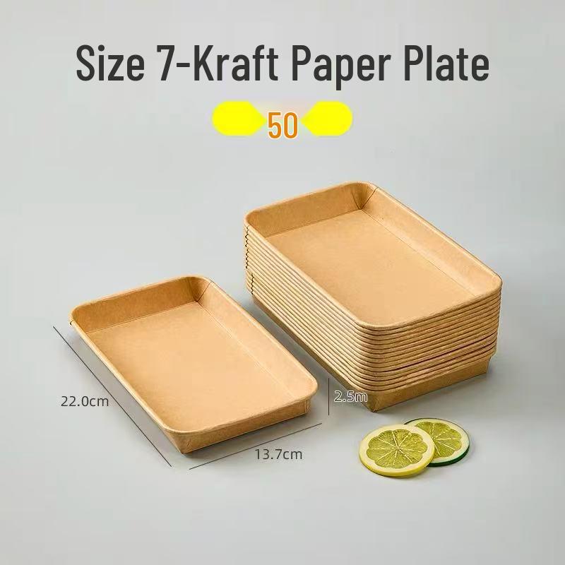Einweg-Kraftpapier-Essteller - Rechteckig/Quadratisch, Lebensmittelqualität für BBQ, Picknick, Party.
