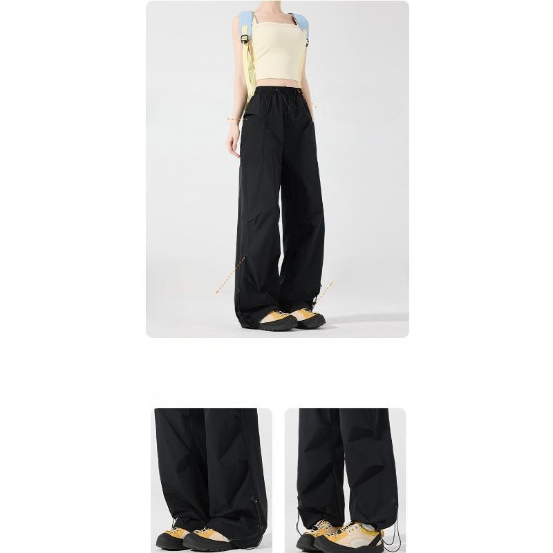 Pantaloni Traspiranti Impermeabili Colorati in Seta di Ghiaccio Asciugatura Rapida Gamba Larga Paracadute Ultraleggeri Antivento Protezione Solare per Donna