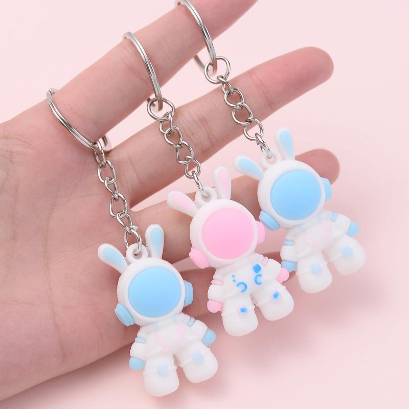 Cute Cartoon 3D Rabbit Spaceman Figure Doll Keychain Keyring For Women