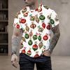 Men Plus Size Round Neck Short Sleeve Christmas Santa Printed White T Shirt