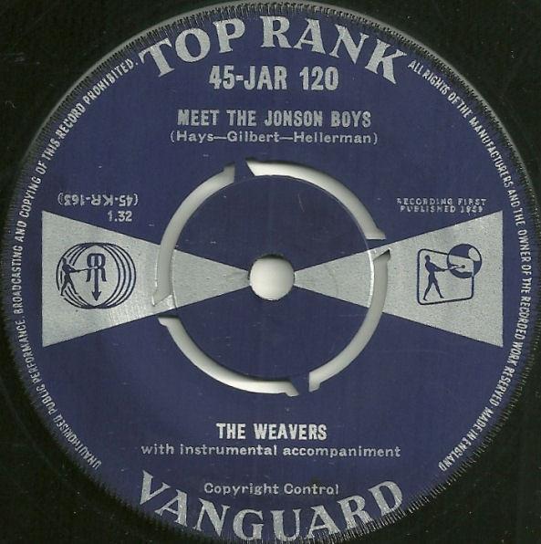

7inch Record WEAVERS - Wild Goose Grasses 45JAR120 Top Rank 1959 UK Folk Used