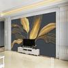 Modern Style Mural 3d Stereo Abstract Plants Golden Leaf Wall Mural Living Room Tv Sofa Bedroom Wallpaper