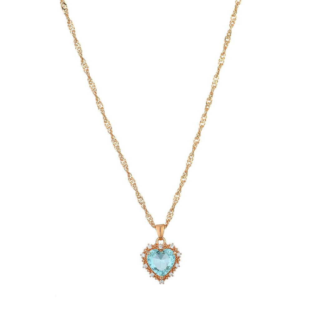 

Alloy Heart Unique Necklace With Sparkling Rhinestones For Vibrant Fashion Statements небо синє кольору