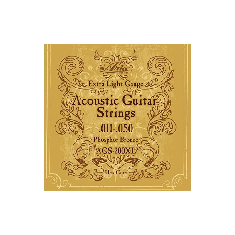 ARIA Acoustic Guitar Folk Guitar Strings, Extra Light Phosphor Bronze, AGS-200XL
