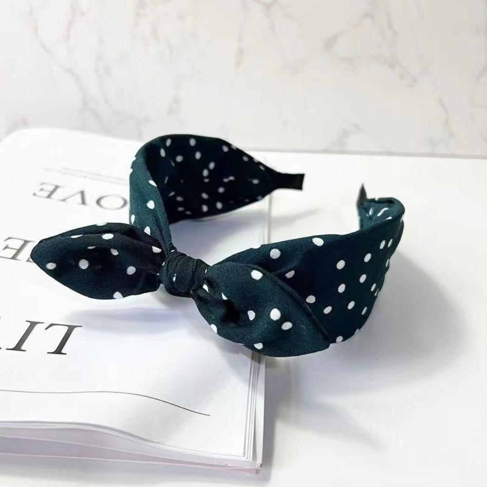Bow Knot Women's Wide Headband Cross Hair Hoop Headwear Retro Polka Dot Hairband  Hair Accessories