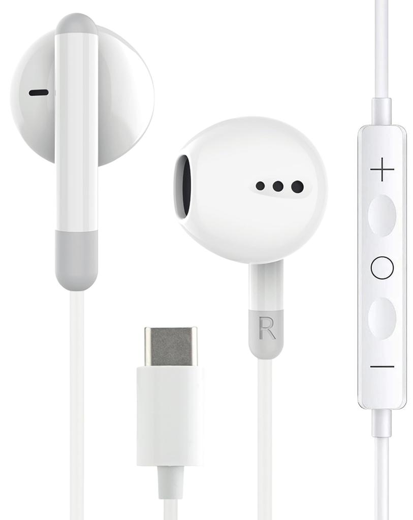 Latest Earphones Compatible with iPhone 15 Wired Earphones High Sensitivity Karaoke MEMS Microphone Compatible with White [2024 Model] Type-C Type-C